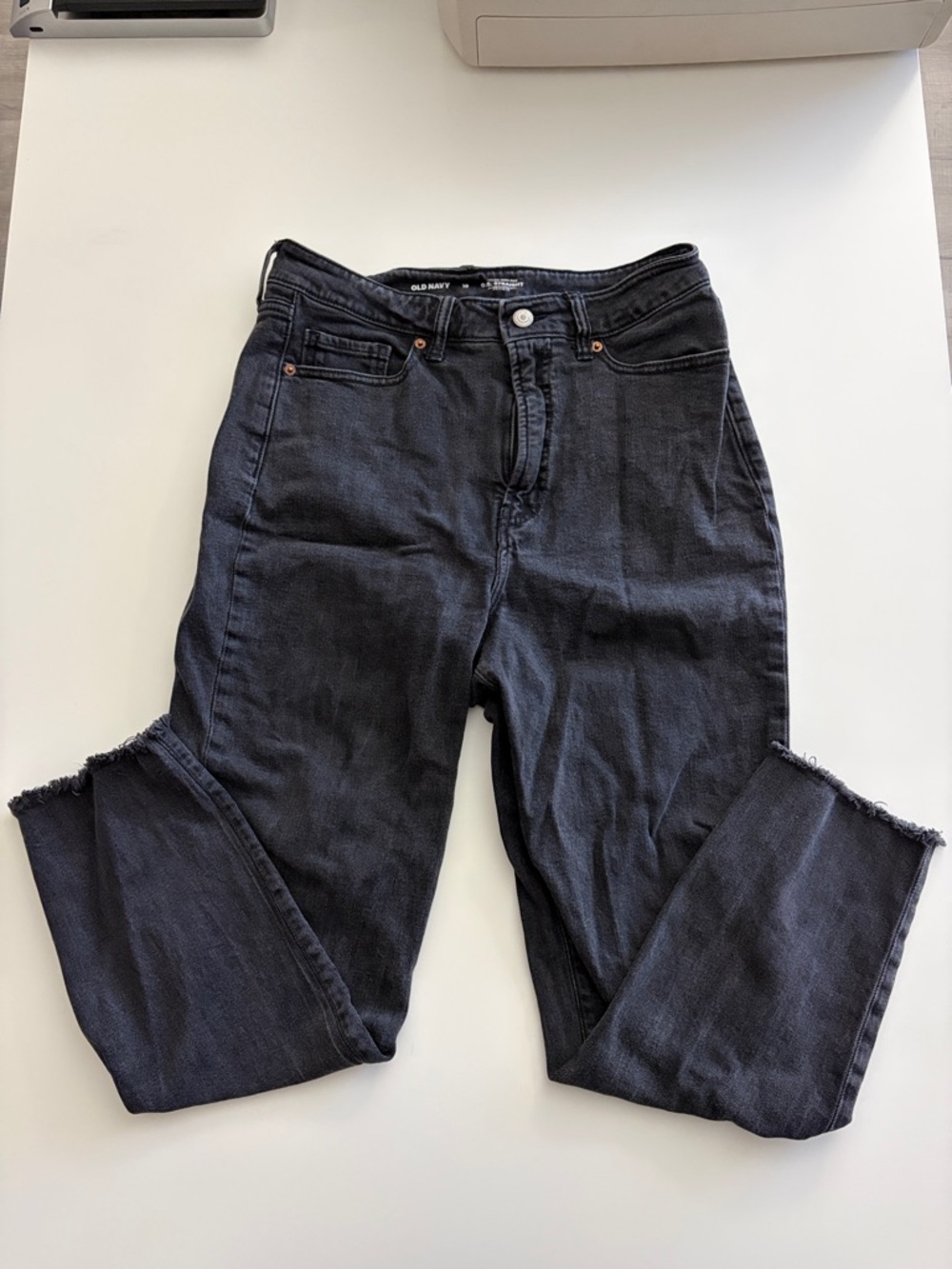 Old Navy Black Higher High Rise OG Straight Secret Smooth Pockets Jeans Size 10